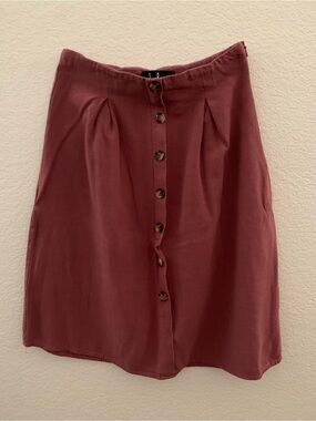Button-Front A-Line Skirt in Mauve Size S